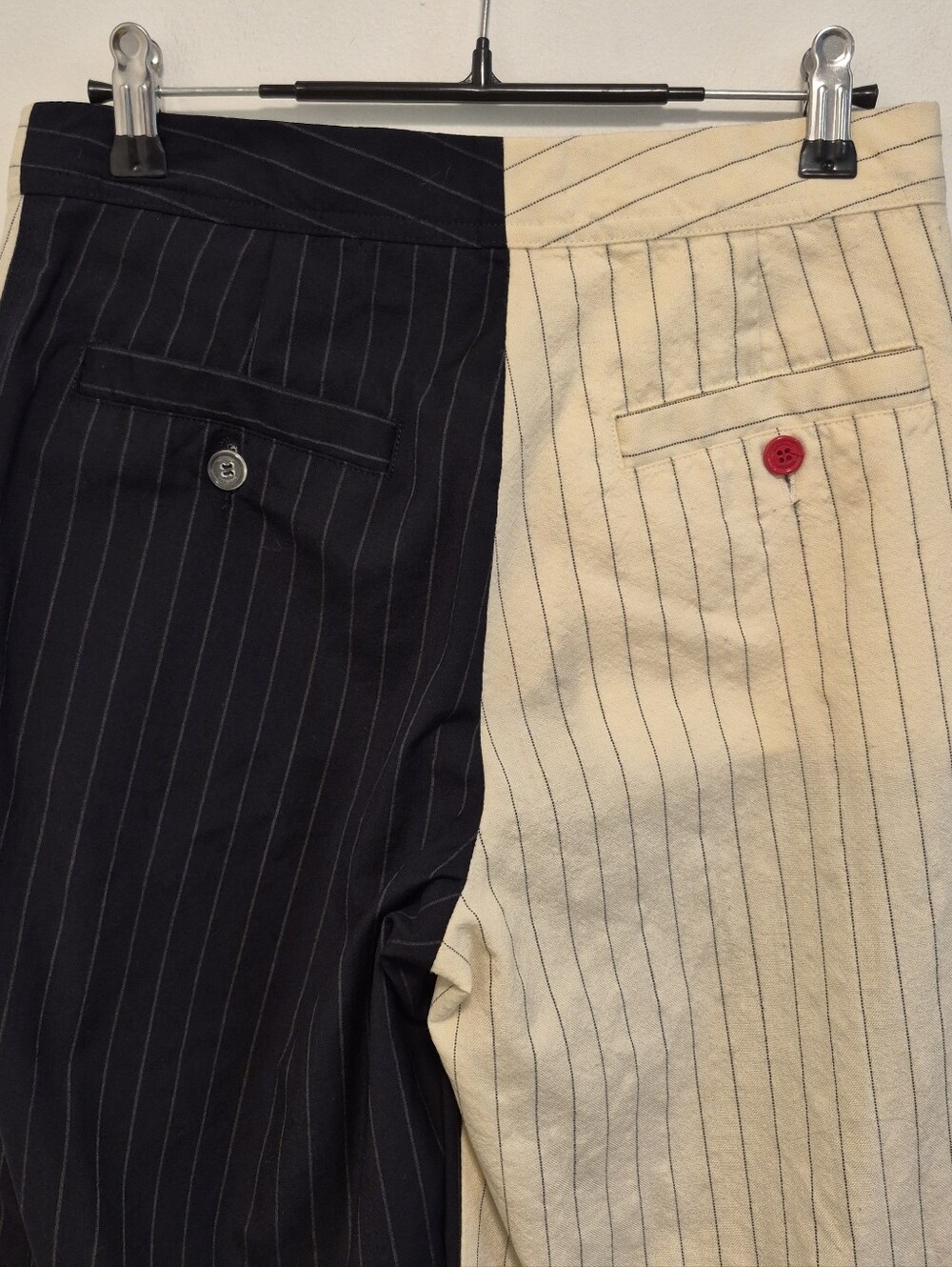 Off-White c/o Virgil Abloh Pinstripe Trousers Split Black/Cream Women's Sz 27 - Picture 6 of 10